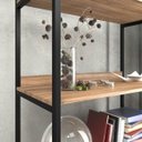 Ver imagem 2 de Estante Estilo Industrial Metal Madeira 190x80cm Organizador Lâmina com Preto