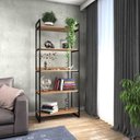 Ver imagem 1 de Estante Estilo Industrial Metal Madeira 190x80cm Organizador Lâmina com Preto