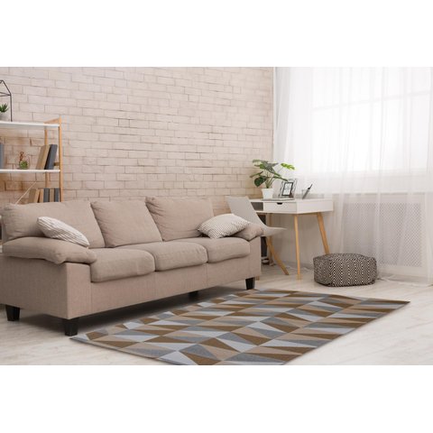 Tapete Para Sala ou Quarto 1,00M x 1,32M Antiderrapante Miami Ladrilhos Caramelo Cru