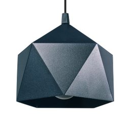 Pendente Meia Bola Facetado Alumínio 14cm Preto com Cobre - 1