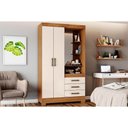 Ver imagem 1 de Guarda Roupa 2 Portas e 3 Gavetas C/ Espelho Briz B64 Nature/off White - Henn
