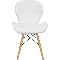 Kit 3 Cadeiras Charles Eames Eiffel Slim Wood Estofada - Branca - 3