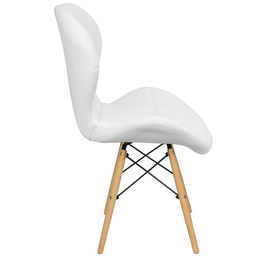 Kit 3 Cadeiras Charles Eames Eiffel Slim Wood Estofada - Branca - 4