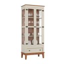 Ver imagem 2 de Cristaleira Madeira Maciça 73cm 2 Portas 1 Gaveta Off White e Amêndoa Willfama