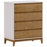 Comoda 4 Gavetas Corrediças Telescopicas MDF/Madeira Maciça 2801 Prata Off White Freijo FNT - 1