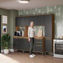 Ver imagem 2 de Armário de Cozinha CB1511 11 Portas 3 Gavetas MDF-MDP 230cm Canela e Preto