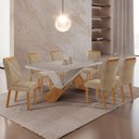 Ver imagem 1 de Mesa de Jantar Yasmin 180cm Tampo Mdf com Vidro Canto Copo e 6 Cadeiras Melissa