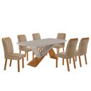 Ver imagem 2 de Mesa de Jantar Yasmin 180cm Tampo Mdf com Vidro Canto Copo e 6 Cadeiras Melissa