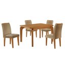 Ver imagem 2 de Conjunto Mesa de Jantar 120cm com 4 Cadeiras Estofadas Multimóveis Crrft-CON044 Madeirado/Bege