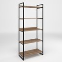 Ver imagem 4 de Estante Estilo Industrial Metal Madeira 190x80cm Preto Total