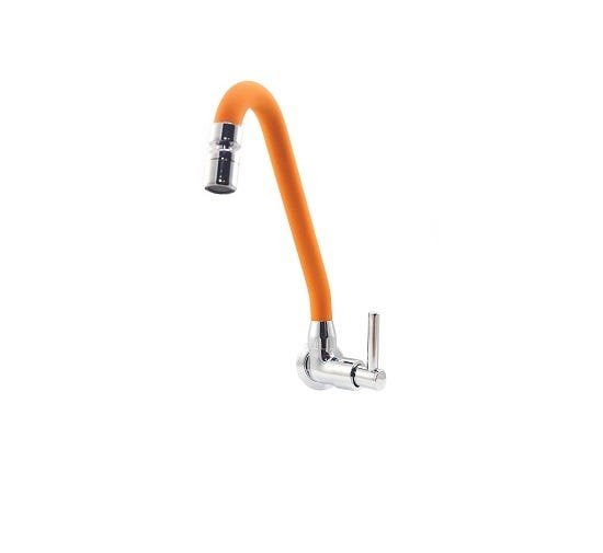 Torneira de Cozinha Gourmet Laranja Parede Bica Móvel com Arejador Articulado 1/4 de Volta - 1