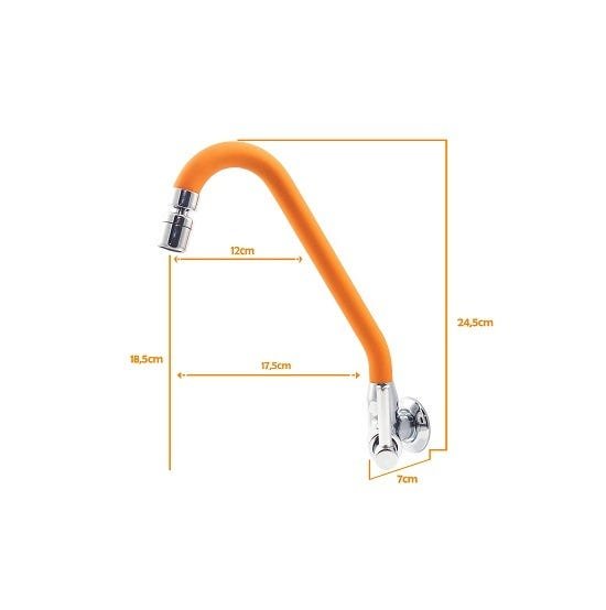 Torneira de Cozinha Gourmet Laranja Parede Bica Móvel com Arejador Articulado 1/4 de Volta - 2