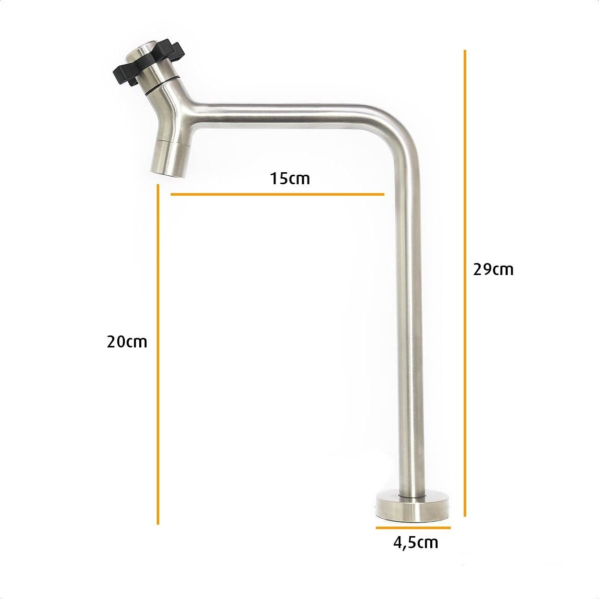 Torneira Mesa Bica Alta Aço Inox 304 Escovado Água Fria Lavabo Lavatório Linha Stone - 4