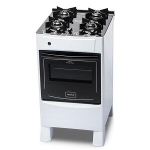Fogão de Piso Íris Glass 4 Bocas Mesa de Vidro Forno Branco