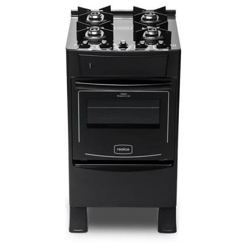 Fogão de Piso Íris Glass 4 Bocas Mesa de Vidro Forno Preto