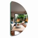 Ver imagem 2 de Espelho Grande Lapidado Decorativo Moderno Meia Lua Banheiro Quarto 100x50cm