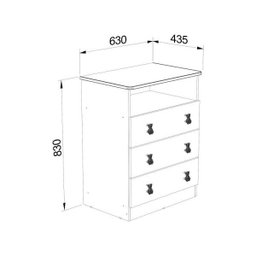 Cômoda Infantil 1 Nicho 3 Gavetas Puxador Ursinho Rosa - 3