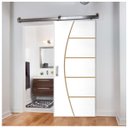 Ver imagem 1 de Porta de Correr Frisada Cm-01 Fundo Primer Branco Kit Alumínio Polido 210x82