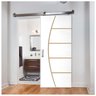 Porta de Correr Frisada Cm-01 Fundo Primer Branco Kit Alumínio Polido 210x82 - 1