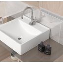 Ver imagem 3 de Conjunto Gabinete Banheiro POLO 60cm Madeirado/Branco - Gabinete + Cuba + Espelheira + Tampo Vidro