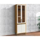 Ver imagem 1 de Paneleiro de Cozinha Modulado Cristaleira Tempranillo 4 Portas (2 c/ Vidro) Canelado 70cm Amendoa/