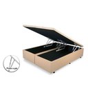 Ver imagem 1 de Cama Box Baú Queen Size Bipartido Corino Bege com Pistões a Gás
