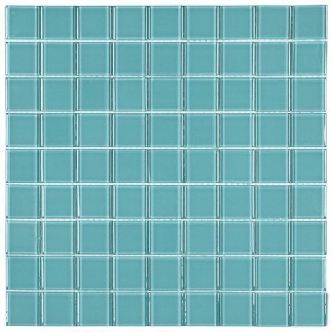 Kit 1m² Pastilha de Vidro Cristal 29cm x 29cm Verde/Médio Glass Mosaic