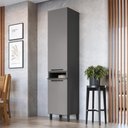 Ver imagem 1 de Paneleiro Simples Modulado Fidelitá Mônaco 50cm 2 Portas Chumbo/Titânio