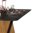 Ver imagem 4 de Mesa de Jantar Zafira Tampo Chanfrado Curvo Madeira com Vidro Carvalho/Preto Brilho Dj Móveis