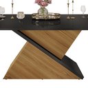 Ver imagem 5 de Mesa de Jantar Zafira Tampo Chanfrado Curvo Madeira com Vidro Carvalho/Preto Brilho Dj Móveis