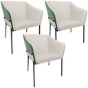 Ver imagem 1 de Kit 3 Cadeiras para Sala de Jantar Estar Living Olívia L02 Linho Cru Couríssimo Verde - Lyam Decor