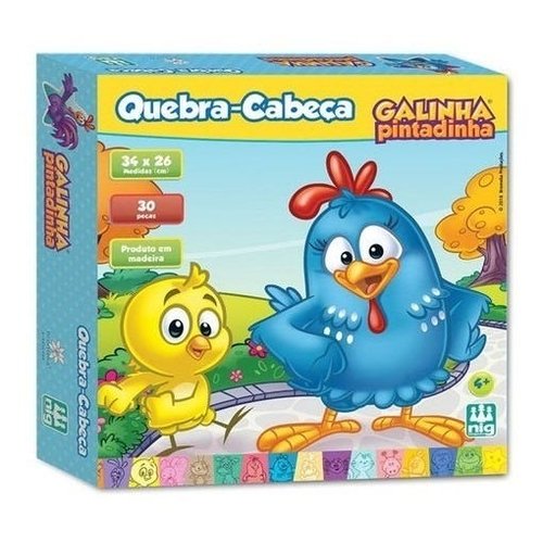 Jogo Quebra Cabeça Infantil Galinha Pintadinha 30 Peças Nig Brinquedos  Madeira