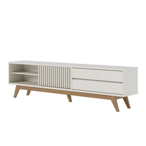 Rack para Sala Bancada de Tv 75 Pol 200cm Licia C04 - D'Rossi Cor Off White