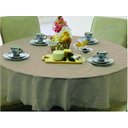 Ver imagem 1 de Toalha de Mesa Redonda Jacquard com Acabamento Nas Bordas:bege