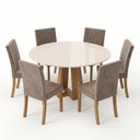 Ver imagem 3 de Conjunto Sala de Jantar Mesa Lisa 140cm com Tampo MDF e Vidro Redonda 6 Cadeiras Lily