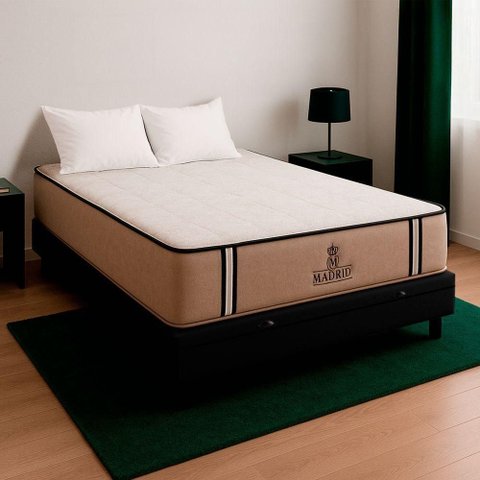 Cama Box Baú Casal Preto e Colchão Madrid Molas Vstore