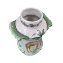 Ver imagem 4 de Vaso Decorativo Cerâmica Craquelada Pintado À Mão Camelo Palmeira Volutas 31cm Columbus Gold
