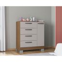Ver imagem 6 de Cômoda 868 4 Gavetas e 1 Porta com Guarda Roupa Casal Tóquio 6 Portas Castanho Off White - Poquema