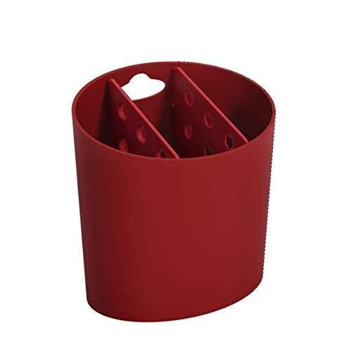 Escorredor de Talheres Oval Basic, 13,8 x 10,5 x 14,4 cm, Vermelho Bold, Coza