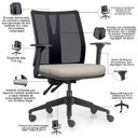 Ver imagem 2 de Cadeira de Escritório Giratória Diretor Flow F02 Base Preta Sintético Bege - Lyam Decor