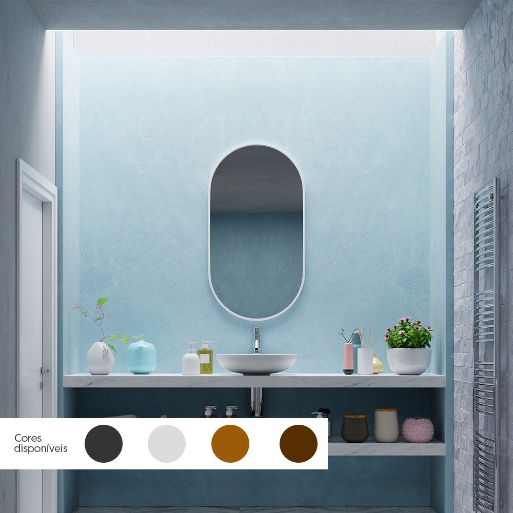 Espelho Decorativo Redondo Oval Moderno Lavabo Banheiro Landi Gelo