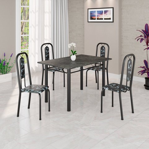 Conjunto Sala de Jantar com 4 Cadeiras Lívia Preto