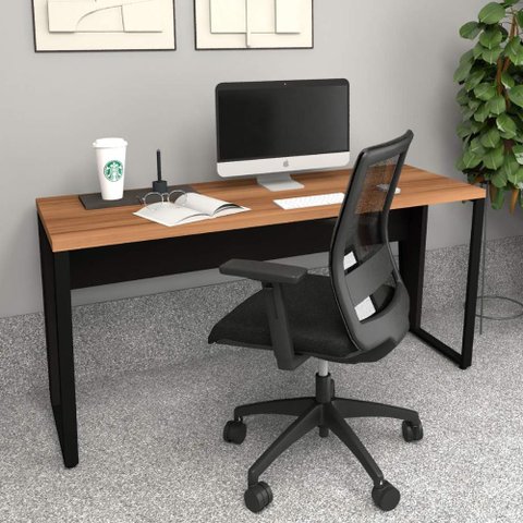 Mesa Escrivaninha Industrial 1,50m Ameixa Pre Pés Metal F5