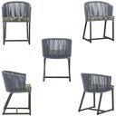 Ver imagem 5 de Mesa com 4 Cadeiras de Jantar Roma 100cm e Noronha em Aluminío Marrom Corda Nautica Estofado 5 Trama
