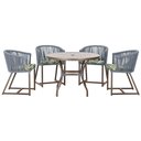 Ver imagem 1 de Mesa com 4 Cadeiras de Jantar Roma 100cm e Noronha em Aluminío Marrom Corda Nautica Estofado 5 Trama