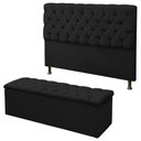 Ver imagem 1 de Kit Cabeceira Baby + Calçadeira Itália Casal 140 CM Suede Preto - D A Decor