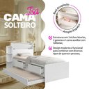 Ver imagem 3 de Bicama Isa Solteiro com Gavetas e Cama Auxiliar com Colchões D33 para Quarto Juvenil - Branco