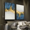 Quadro Decorativo Abstrato Duo Elegante Azul com Dourado - 1