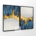 Ver imagem 2 de Quadro Decorativo Abstrato Duo Elegante Azul com Dourado