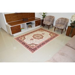 TAPETE CLÁSSICO 1,50 x 2,00 SALA MEDALHÃO VERMELHO QUARTO RZ - 1